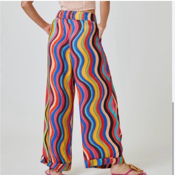 Farm Rio X Anthropology Colorful Wave Pattern Women's Pants - Picture 2 of 3
